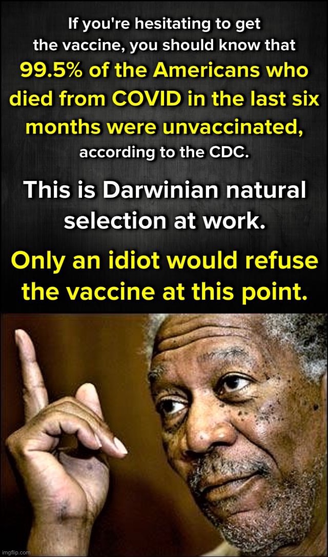 There is no need for “more evidence.” The evidence is clear that not taking it is far riskier than taking it. | image tagged in take the covid vaccine,morgan freeman this hq | made w/ Imgflip meme maker