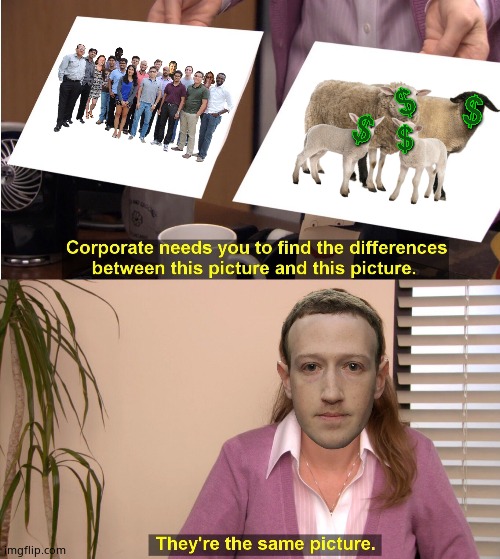 They're The Same Picture | image tagged in memes,they're the same picture,mark zuckerberg,sheep,funny memes | made w/ Imgflip meme maker