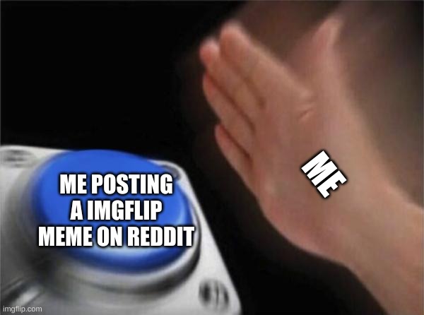 Blank Nut Button | ME; ME POSTING A IMGFLIP MEME ON REDDIT | image tagged in memes,blank nut button | made w/ Imgflip meme maker