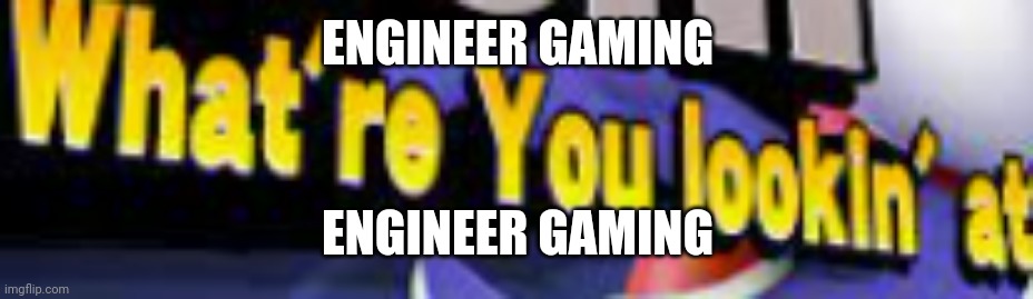 What're You Lookin' At | ENGINEER GAMING; ENGINEER GAMING | image tagged in what're you lookin' at | made w/ Imgflip meme maker