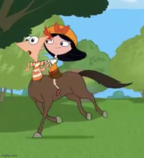 Isabella Riding Phineas | image tagged in isabella riding phineas | made w/ Imgflip meme maker