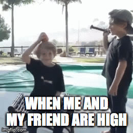 idiots | WHEN ME AND MY FRIEND ARE HIGH | image tagged in gifs,high,dumb,crazy | made w/ Imgflip video-to-gif maker