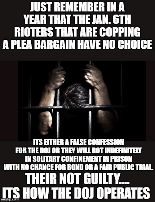 yep | JUST REMEMBER IN A YEAR THAT THE JAN. 6TH RIOTERS THAT ARE COPPING A PLEA BARGAIN HAVE NO CHOICE; ITS EITHER A FALSE CONFESSION FOR THE DOJ OR THEY WILL ROT INDEFINITELY IN SOLITARY CONFINEMENT IN PRISON WITH NO CHANCE FOR BOND OR A FAIR PUBLIC TRIAL. THEIR NOT GUILTY.... ITS HOW THE DOJ OPERATES | image tagged in democrats,fascism | made w/ Imgflip meme maker
