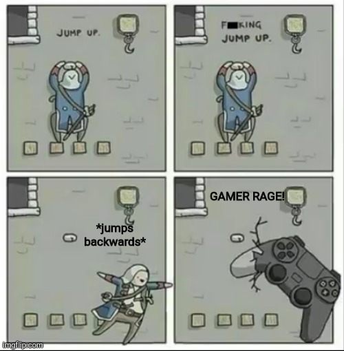ac | *jumps backwards*; GAMER RAGE! | image tagged in gaming,assassins creed,gamer rage,comics/cartoons | made w/ Imgflip meme maker