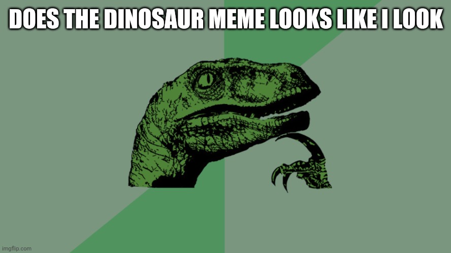 Philosophy Dinosaur | DOES THE DINOSAUR MEME LOOKS LIKE I LOOK | image tagged in philosophy dinosaur | made w/ Imgflip meme maker