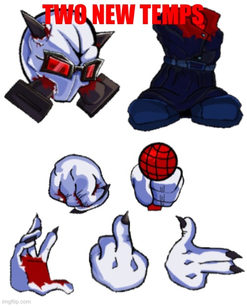 Just search "Mag Agent Torture pack" to get them. | TWO NEW TEMPS | image tagged in mag agent torture head body,mag agent torture hands | made w/ Imgflip meme maker