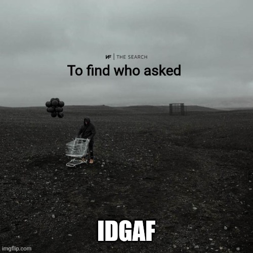 THE SEARCH To find who asked | IDGAF | image tagged in the search to find who asked | made w/ Imgflip meme maker