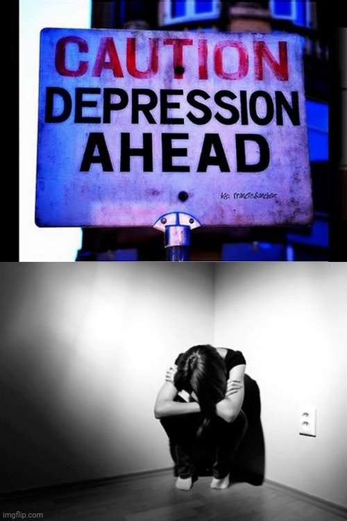 Depression Ahead sign | image tagged in depression sadness hurt pain anxiety,depression,memes,meme,caution sign,funny signs | made w/ Imgflip meme maker