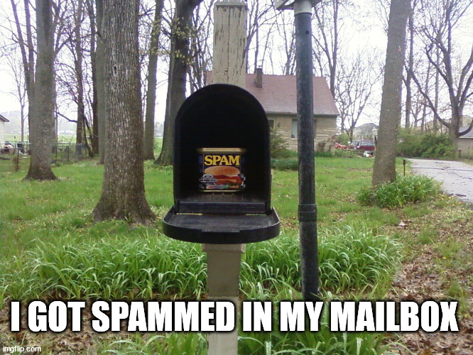 I GOT SPAMMED IN MY MAILBOX | image tagged in eye roll | made w/ Imgflip meme maker
