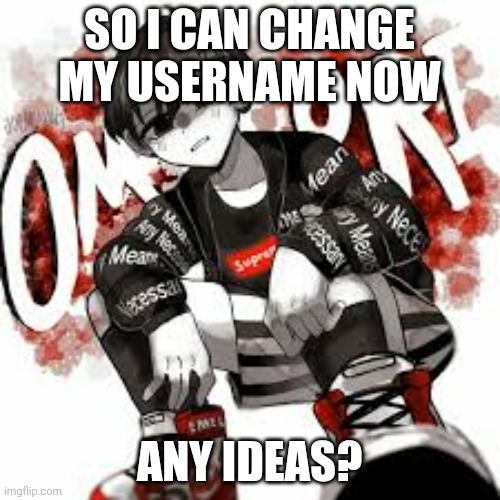 Omori drip | SO I CAN CHANGE MY USERNAME NOW; ANY IDEAS? | image tagged in omori drip | made w/ Imgflip meme maker