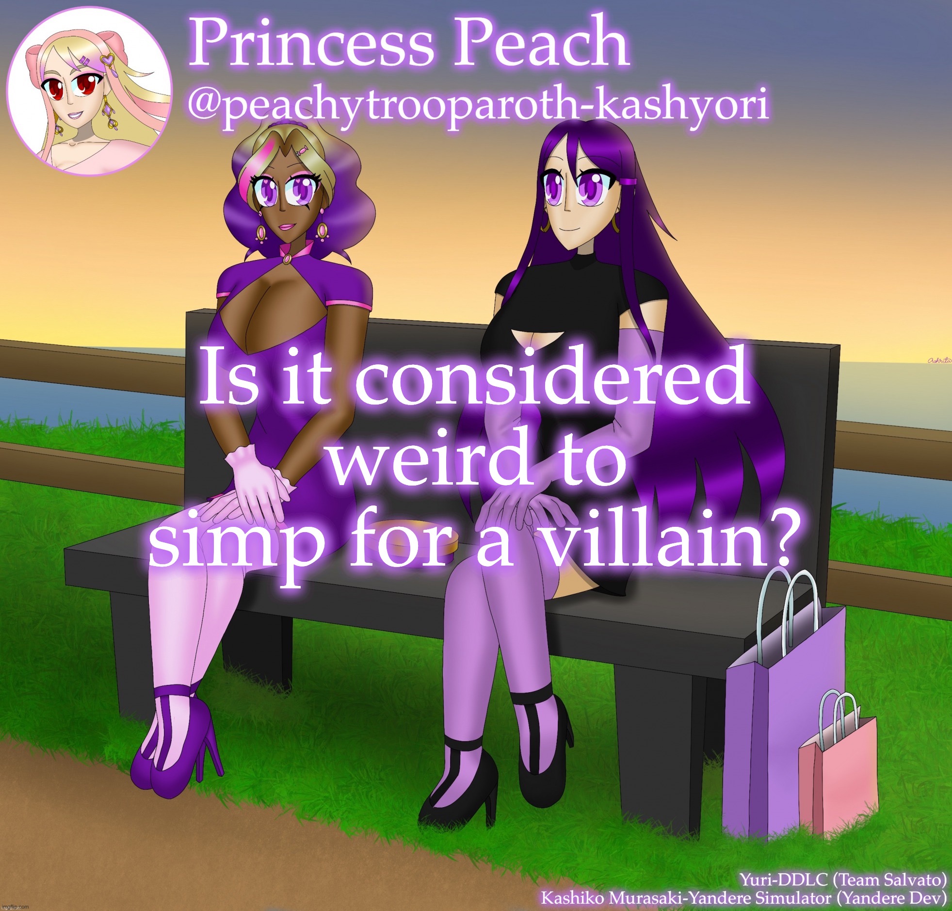Yuri and Kashiko Murasaki | Is it considered weird to simp for a villain? | image tagged in yuri and kashiko murasaki | made w/ Imgflip meme maker