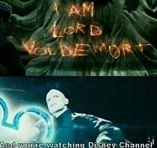 image tagged in harry potter,harrypotter,lord voldemort,voldemort,disney channel,disney | made w/ Imgflip meme maker