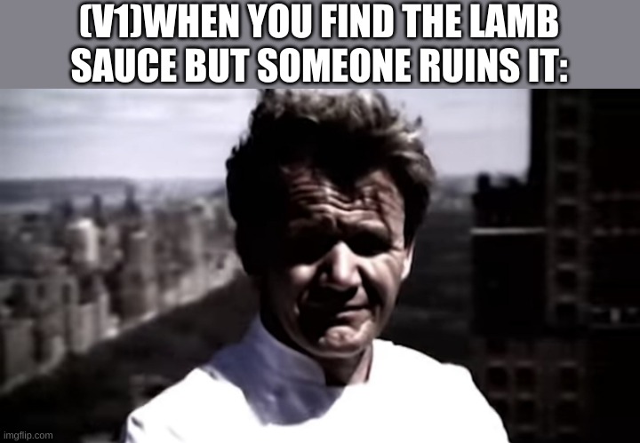 Emotionally destroyed Gordon | (V1)WHEN YOU FIND THE LAMB SAUCE BUT SOMEONE RUINS IT: | image tagged in emotionally destroyed gordon | made w/ Imgflip meme maker
