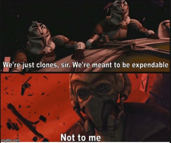 We're just clones we're meant to be expendable | image tagged in we're just clones we're meant to be expendable | made w/ Imgflip meme maker