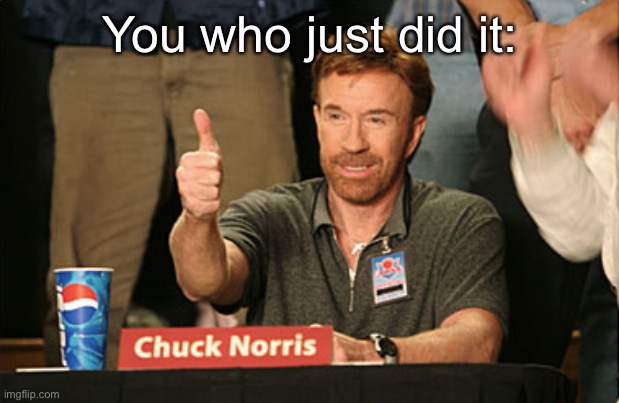 Chuck Norris Approves Meme | You who just did it: | image tagged in memes,chuck norris approves,chuck norris | made w/ Imgflip meme maker