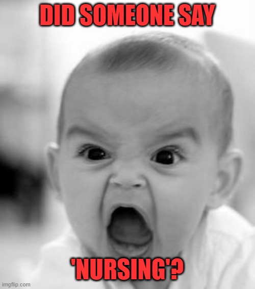 Angry Baby Meme | DID SOMEONE SAY 'NURSING'? | image tagged in memes,angry baby | made w/ Imgflip meme maker