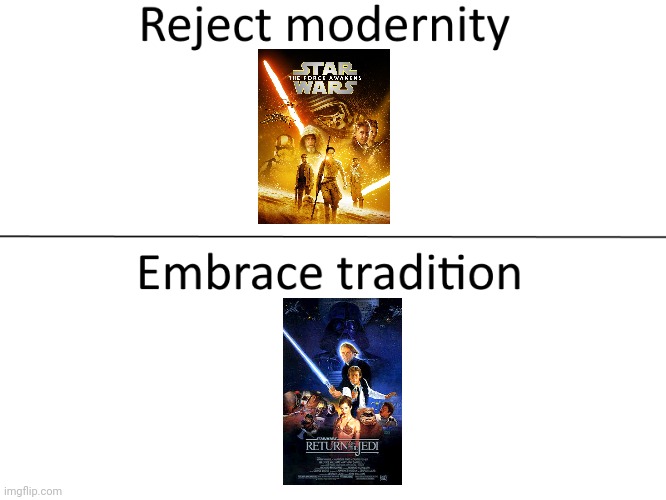 Reject modernity, Embrace tradition | image tagged in reject modernity embrace tradition | made w/ Imgflip meme maker