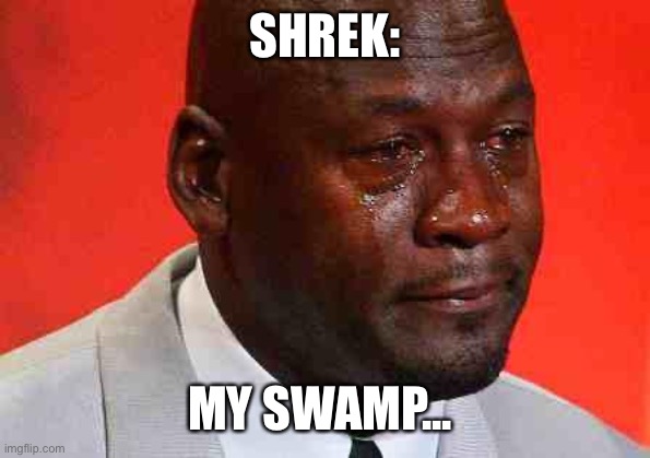 It’s pretty bland, sry | SHREK:; MY SWAMP... | image tagged in crying michael jordan | made w/ Imgflip meme maker