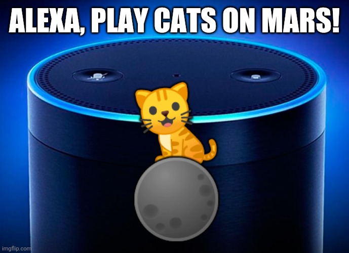 Seatbelts Please Alexa, Play Cats on Mars | ALEXA, PLAY CATS ON MARS! 🐈
🌑 | image tagged in alexa,play,cats,on,mars,seatbelts | made w/ Imgflip meme maker