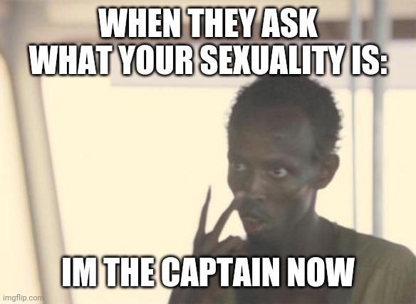 I'm The Captain Now | WHEN THEY ASK WHAT YOUR SEXUALITY IS:; IM THE CAPTAIN NOW | image tagged in memes,i'm the captain now | made w/ Imgflip meme maker