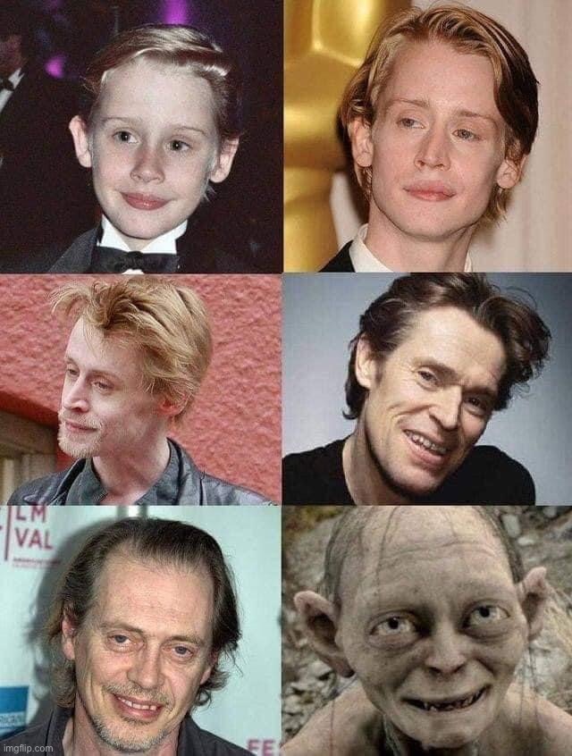 oof | image tagged in gollum evolution,oof,gollum,lord of the rings,actors,repost | made w/ Imgflip meme maker