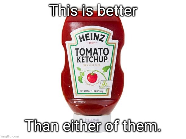 Ketchup | This is better Than either of them. | image tagged in ketchup | made w/ Imgflip meme maker