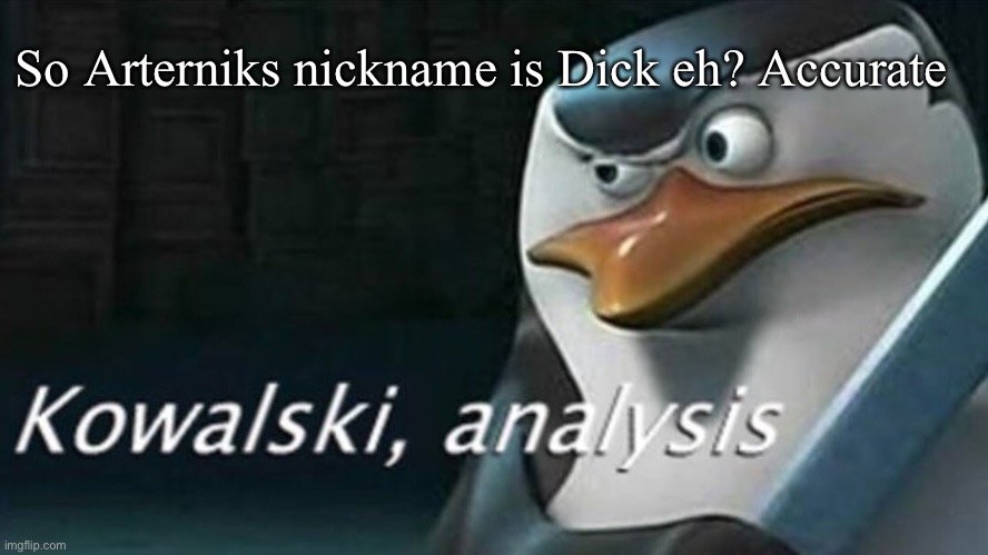 Haha | So Arterniks nickname is Dick eh? Accurate | image tagged in analysis | made w/ Imgflip meme maker