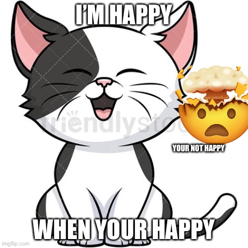 UwU | I’M HAPPY; YOUR NOT HAPPY; WHEN YOUR HAPPY | image tagged in kitten,why,not funny,uwu | made w/ Imgflip meme maker