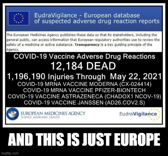 But it's not the jab... | AND THIS IS JUST EUROPE | image tagged in vaccines,europe vaccine injuires,2021 | made w/ Imgflip meme maker