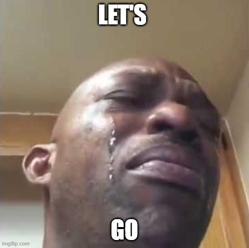 Crying guy meme | LET'S; GO | image tagged in crying guy meme | made w/ Imgflip meme maker