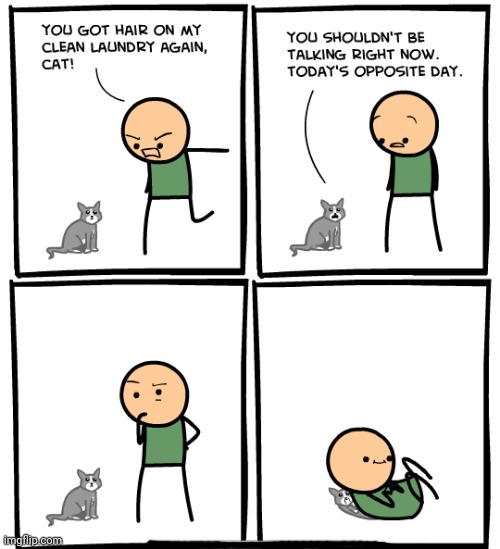 Opposite Day | image tagged in opposite day,cyanide and happiness,cyanide,comics/cartoons,comics,comic | made w/ Imgflip meme maker