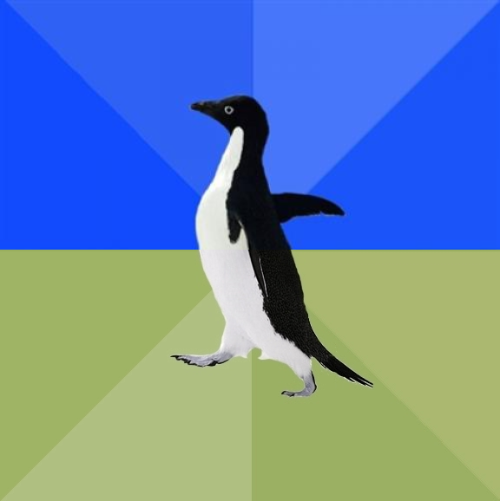 High Quality Socially Awkward Average Penguin Blank Meme Template