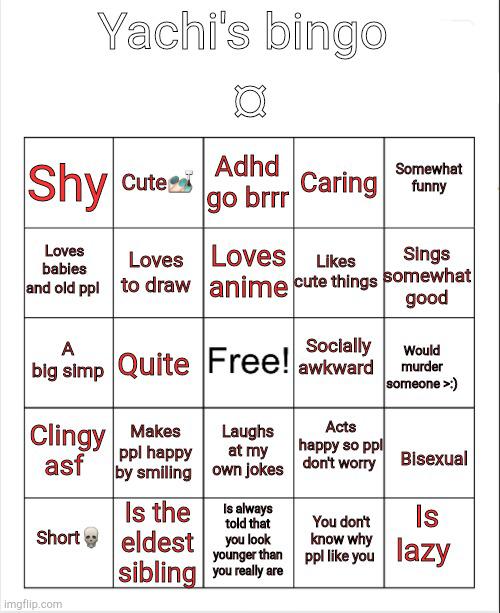 High Quality Yachi's bingo Blank Meme Template