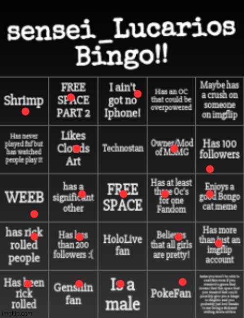 Sensei_Lucarios Bingo | image tagged in sensei_lucarios bingo | made w/ Imgflip meme maker