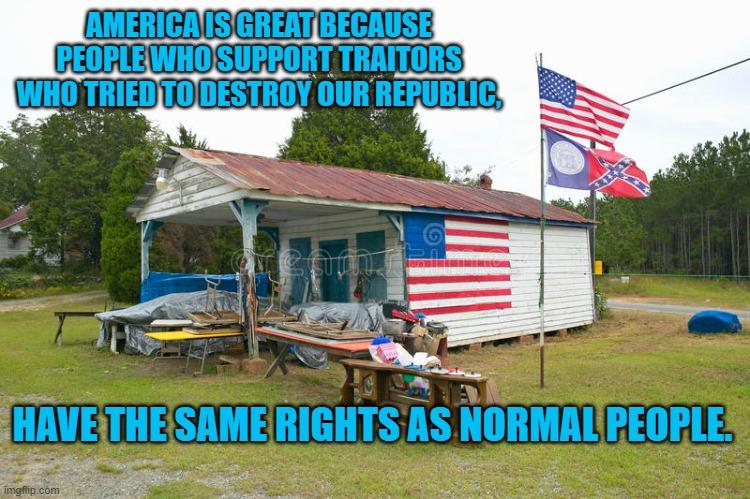 My take on Voltaire. | AMERICA IS GREAT BECAUSE PEOPLE WHO SUPPORT TRAITORS WHO TRIED TO DESTROY OUR REPUBLIC, HAVE THE SAME RIGHTS AS NORMAL PEOPLE. | image tagged in politics | made w/ Imgflip meme maker
