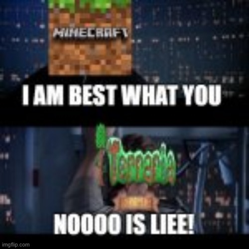 i preferer minecraft,and you? | image tagged in minecraft,star war noo,teraria | made w/ Imgflip meme maker