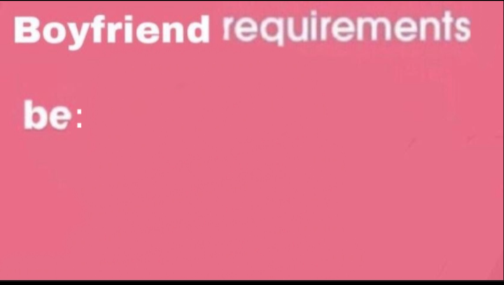 Boyfriend requirements: Blank Meme Template