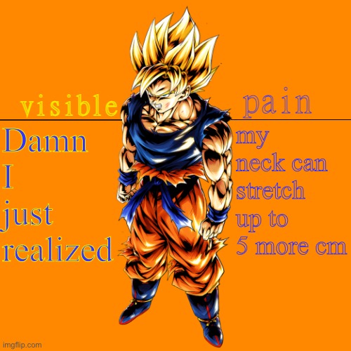 bob | my neck can stretch up to 5 more cm; Damn I just realized | image tagged in vpssjgoku template | made w/ Imgflip meme maker