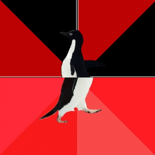 High Quality Socially Terrifying Awesome Penguin Blank Meme Template