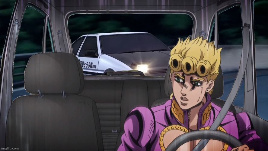 Kansei dorifto | image tagged in giorno,initial d,drifting,ae86,fast and furious,jojo's bizarre adventure | made w/ Imgflip meme maker