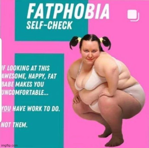 Say no to Fat Phobia!! | image tagged in fat,phobia | made w/ Imgflip meme maker