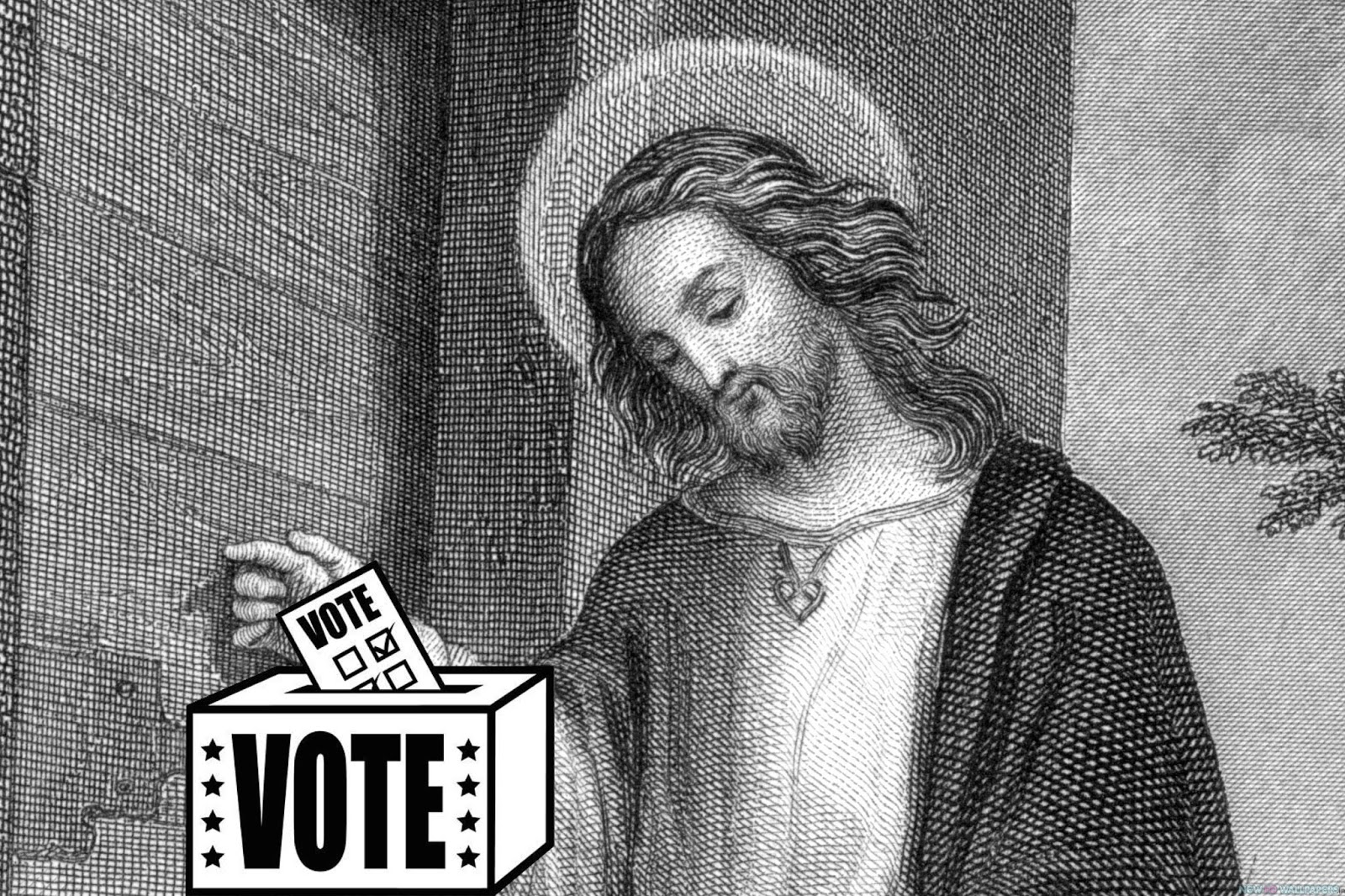 Jesus voting the vote Blank Meme Template