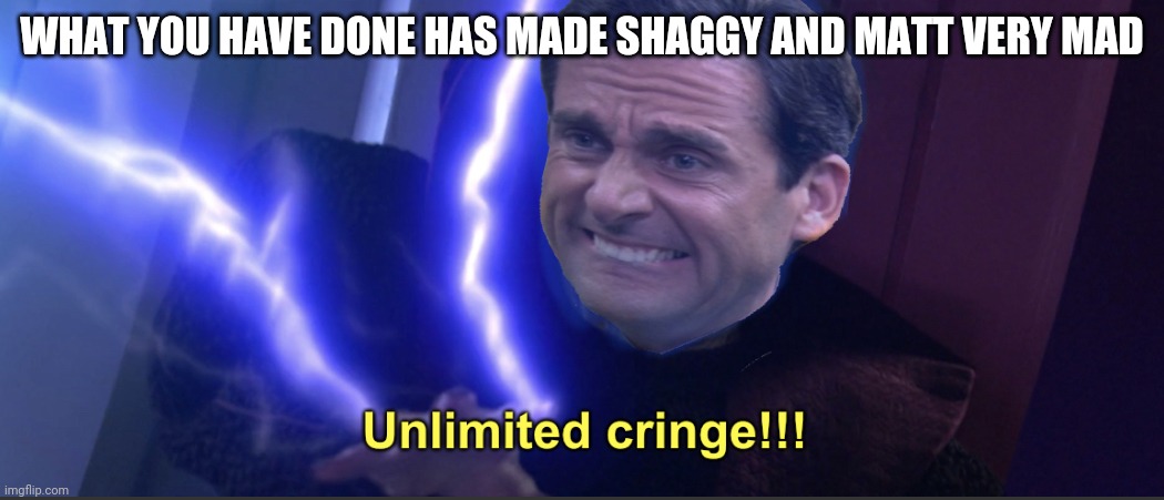 Unlimited cringe | WHAT YOU HAVE DONE HAS MADE SHAGGY AND MATT VERY MAD | image tagged in unlimited cringe | made w/ Imgflip meme maker
