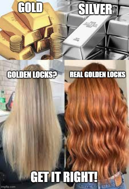 figure it out... | SILVER; GOLD; REAL GOLDEN LOCKS; GOLDEN LOCKS? GET IT RIGHT! | image tagged in ginger,gingers,blondes,hair,colour,truth | made w/ Imgflip meme maker