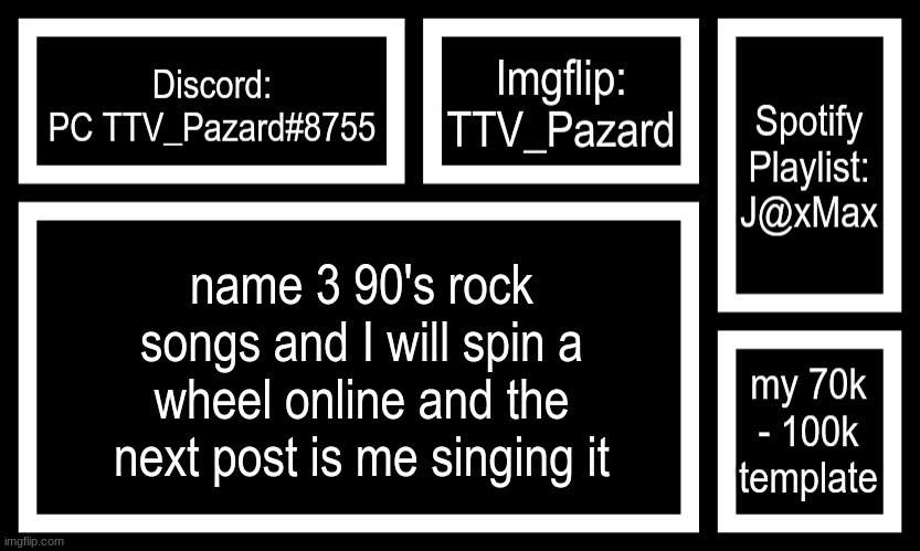 Socials | name 3 90's rock songs and I will spin a wheel online and the next post is me singing it | image tagged in socials | made w/ Imgflip meme maker
