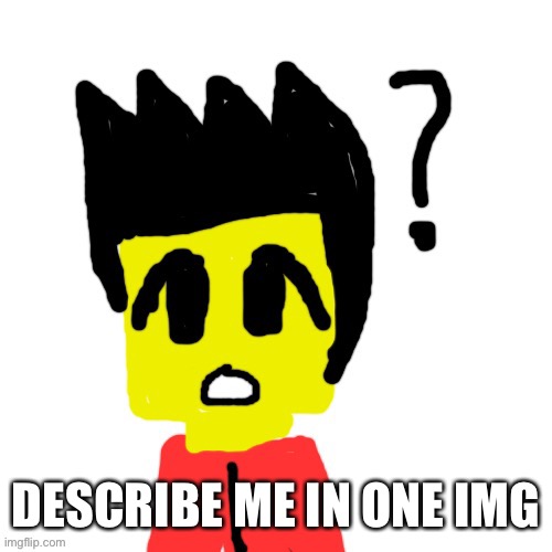 Lego anime confused face | DESCRIBE ME IN ONE IMG | image tagged in lego anime confused face | made w/ Imgflip meme maker