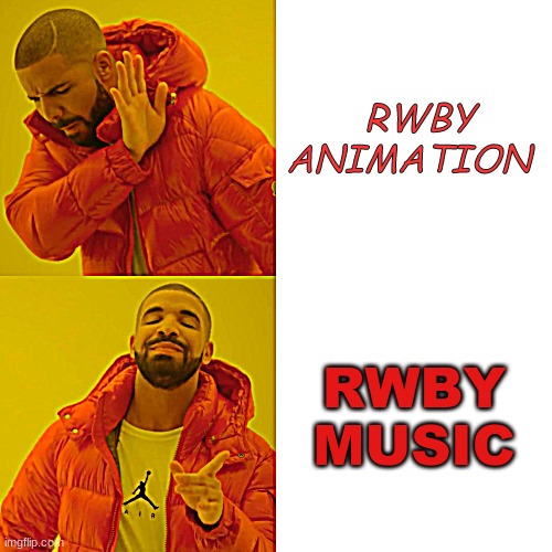 Drake Hotline Bling Meme | RWBY ANIMATION; RWBY MUSIC | image tagged in memes,drake hotline bling | made w/ Imgflip meme maker