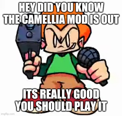h | HEY DID YOU KNOW THE CAMELLIA MOD IS OUT; ITS REALLY GOOD YOU SHOULD PLAY IT | made w/ Imgflip meme maker