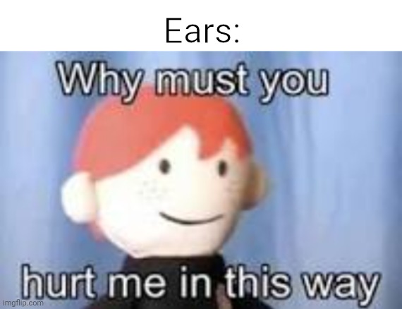 Ears: | image tagged in blank white template,why must you hurt me in this way | made w/ Imgflip meme maker