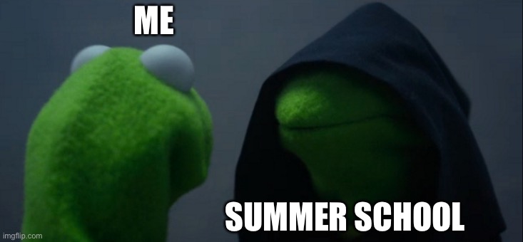 Evil Kermit Meme | ME; SUMMER SCHOOL | image tagged in memes,evil kermit | made w/ Imgflip meme maker